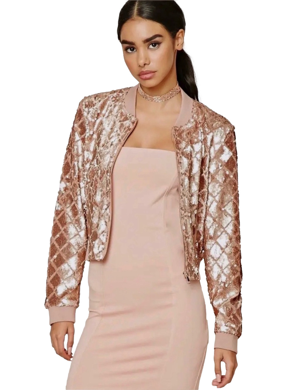 Forever 21 rose gold sequin jacket